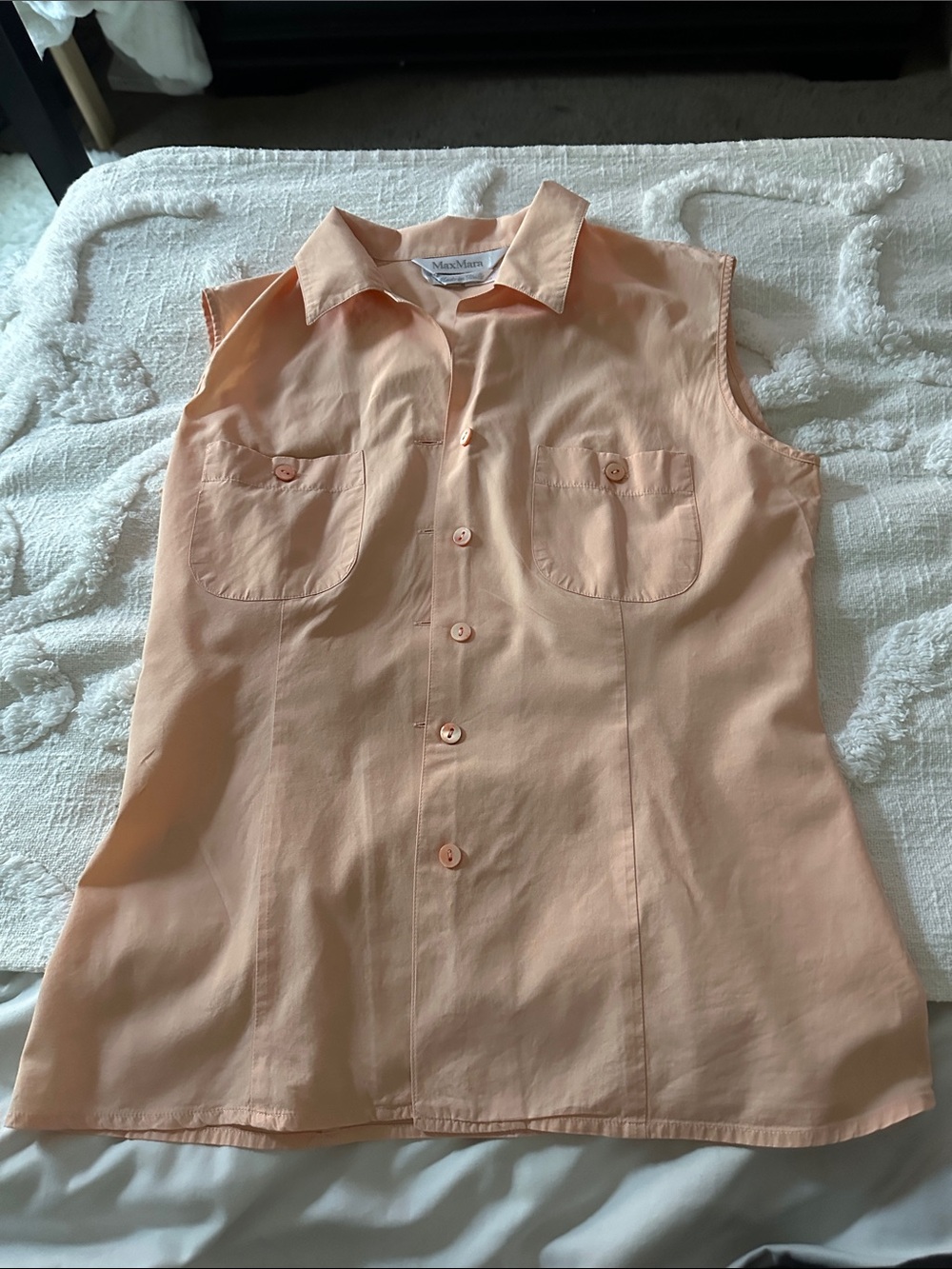 MaxMara Peach-Coral Sleeveless Button-Down Shirt